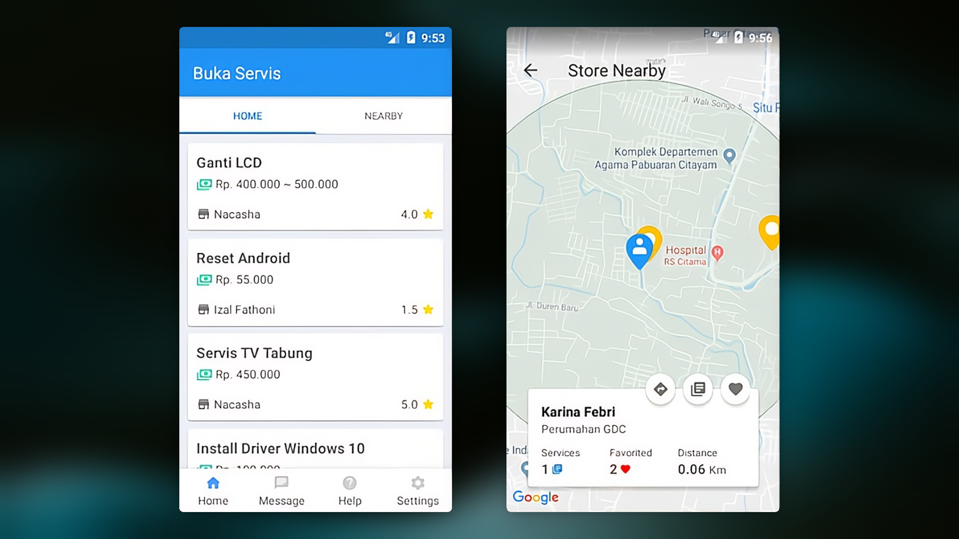 Buka Servis dark mode screenshot